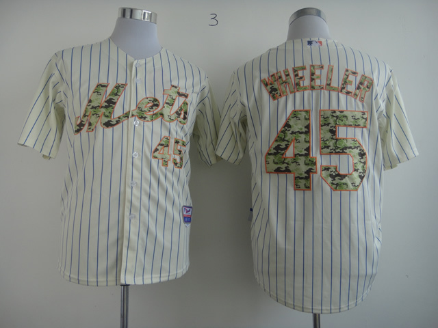 Men New York Mets 45 Wheeler White Camo MLB Jerseys